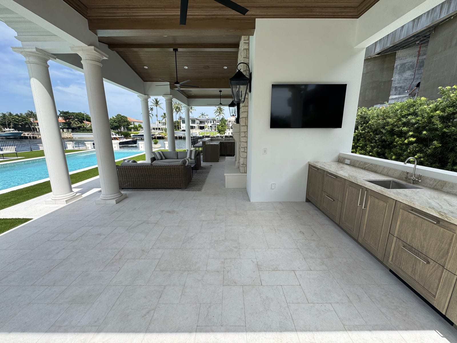 Outdoor living and kitchen area cleaned and organized