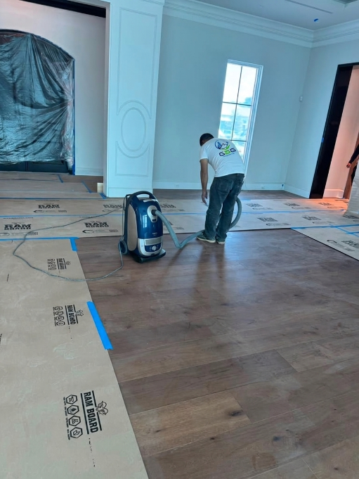 GSG crew vacuuming during post-construction cleanup