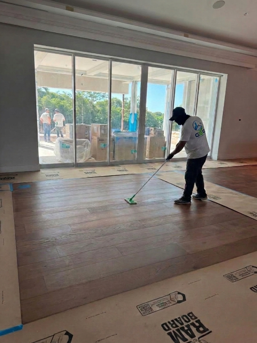GSG crew mopping floors during post-construction cleaning
