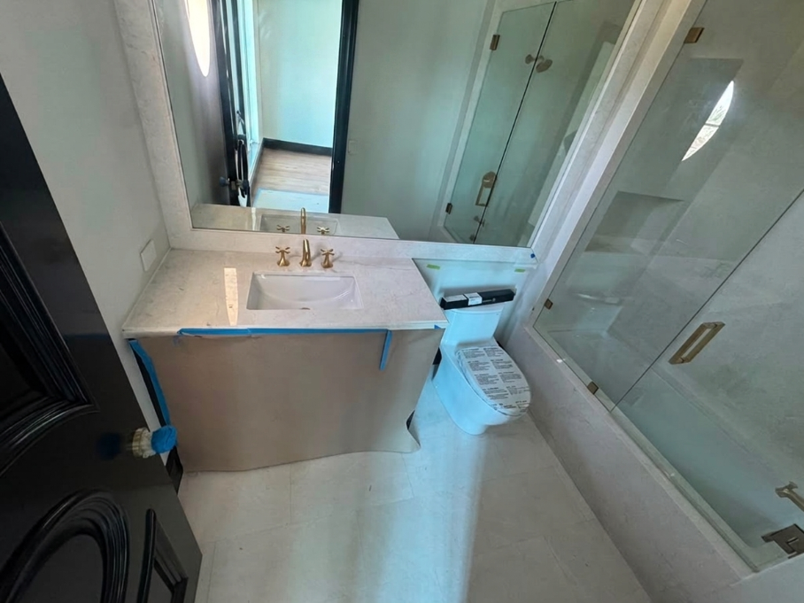 Bathroom vanity cleaned and ready for final walkthrough